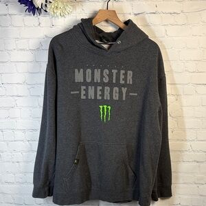 MONSTER ENERGY Pullover Hoodie Gray Sweatshirt size XL